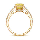 IGI Documented 3 Carat Lab Yellow Diamond Radiant Cut Engagement Ring with Hidden Halo Vivid Yellow - VS1 - Rosec Jewels