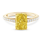 IGI Documented 3 Carat Lab Yellow Diamond Radiant Cut Engagement Ring with Hidden Halo Vivid Yellow - VS1 - Rosec Jewels