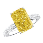 Rosec Jewels-Hidden Halo Radiant Cut Engagement Ring with IGI Verified 4 Carat Lab Yellow Diamond