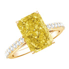 Rosec Jewels-Hidden Halo Radiant Cut Engagement Ring with IGI Verified 4 Carat Lab Yellow Diamond