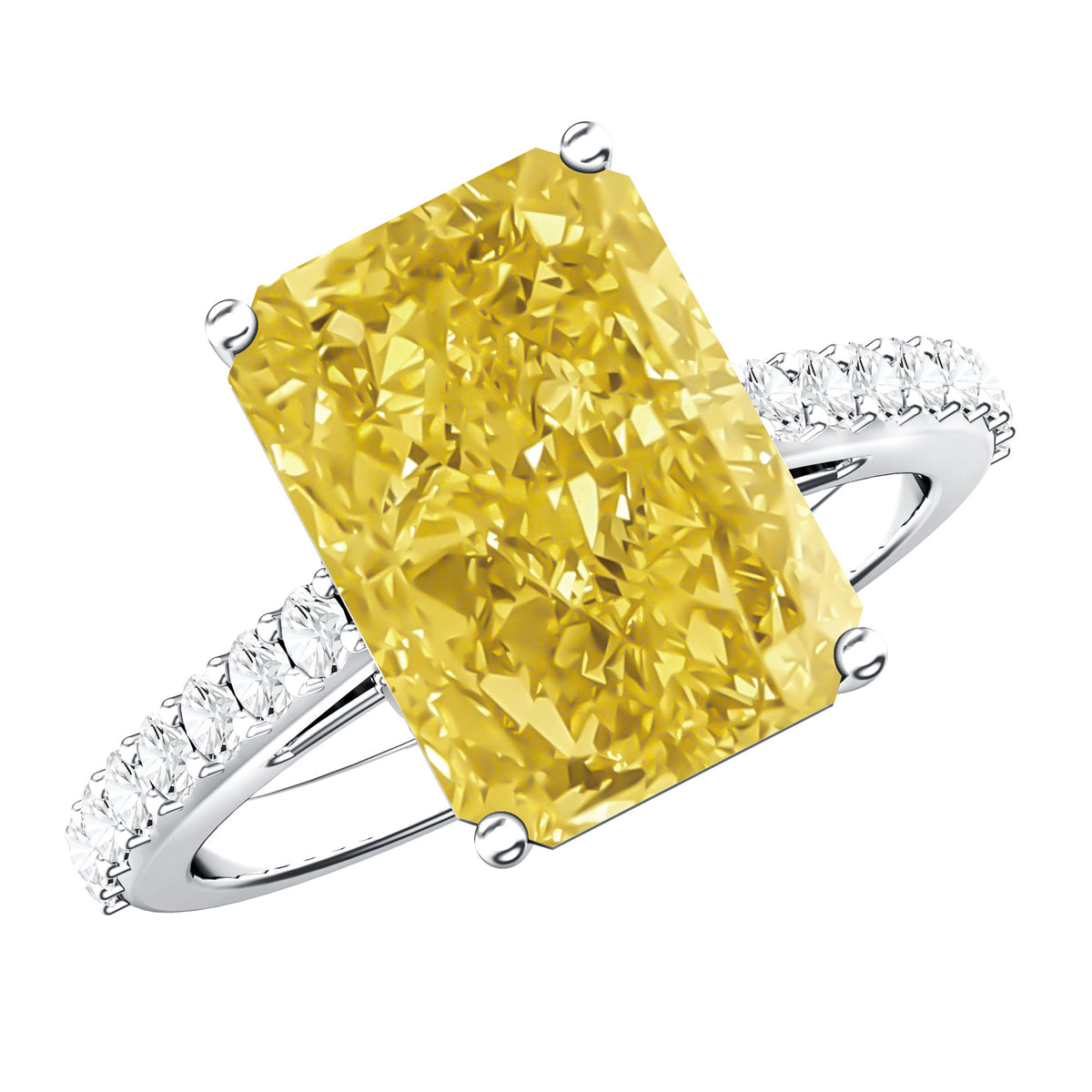 Rosec Jewels-IGI Certified 5 Carat Lab Yellow Diamond Radiant Cut Engagement Ring with Hidden Halo