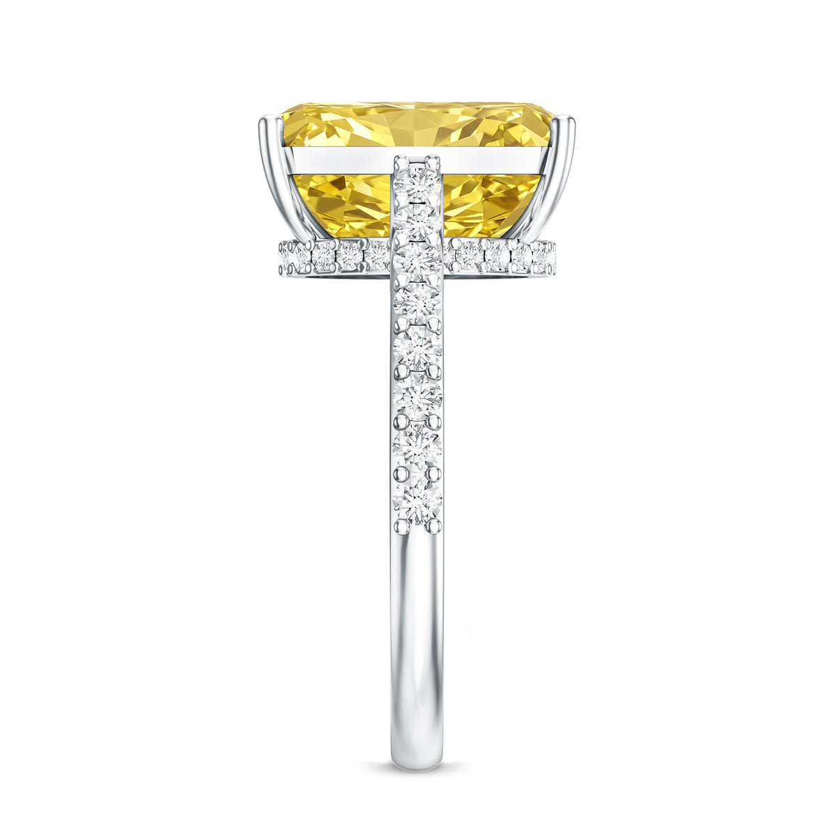 Rosec Jewels-IGI Certified 5 Carat Lab Yellow Diamond Radiant Cut Engagement Ring with Hidden Halo