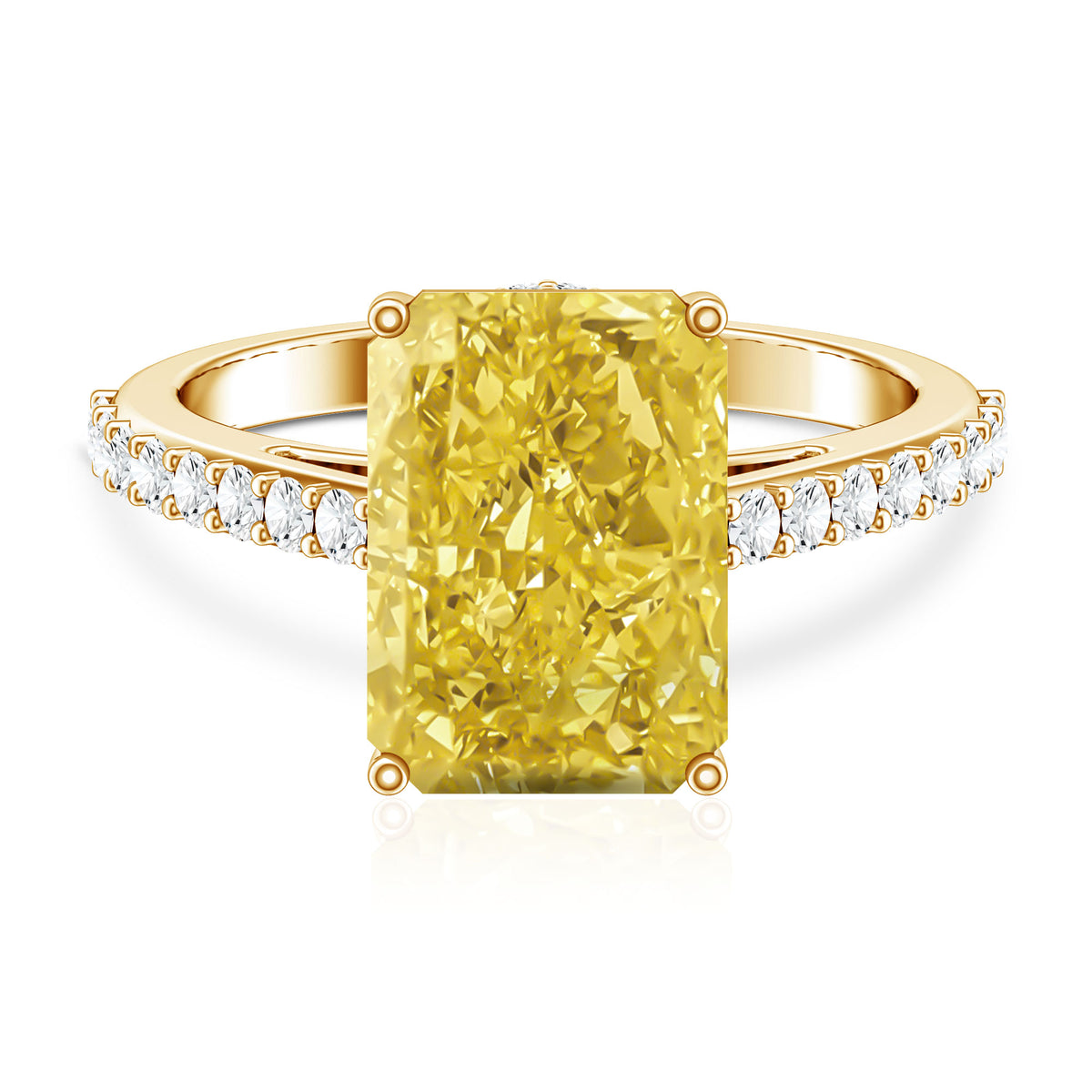 Rosec Jewels-IGI Certified 5 Carat Lab Yellow Diamond Radiant Cut Engagement Ring with Hidden Halo