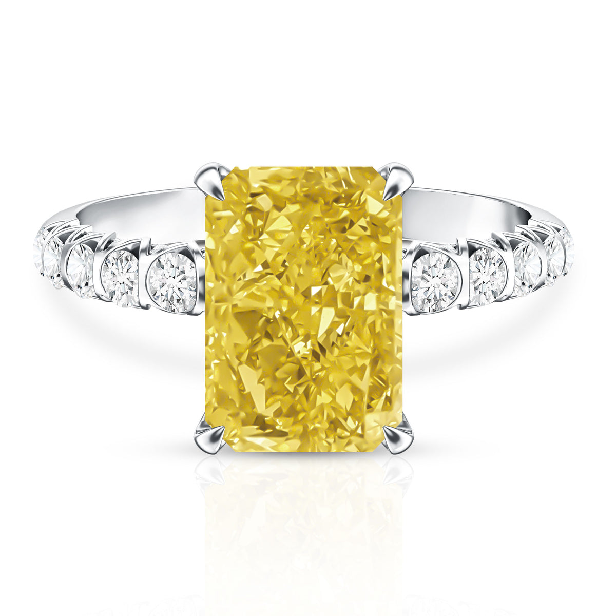 Rosec Jewels-4 Carat Radiant Cut Lab Grown Yellow Diamond Engagement Ring IGI Certified