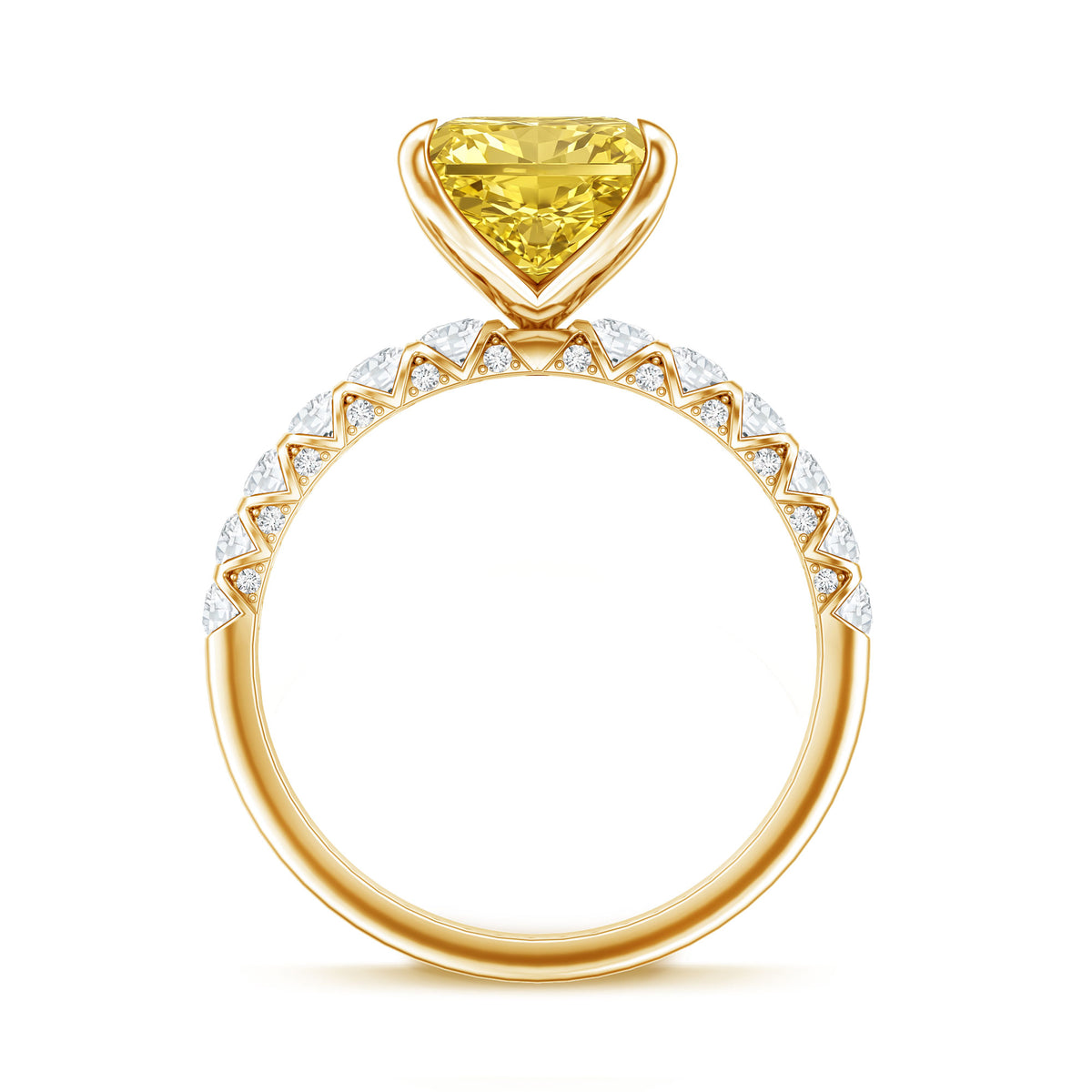 Rosec Jewels-4 Carat Radiant Cut Lab Grown Yellow Diamond Engagement Ring IGI Certified
