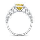 Rosec Jewels-IGI Graded 3 Carat Radiant Cut Lab Grown Yellow Diamond Engagement Ring with Side Stones