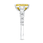 Rosec Jewels-IGI Graded 3 Carat Radiant Cut Lab Grown Yellow Diamond Engagement Ring with Side Stones