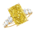 Rosec Jewels-IGI Graded Lab Grown 5 Carat Yellow Diamond Huge Engagement Ring with Side Stones