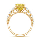 Rosec Jewels-IGI Graded Lab Grown 5 Carat Yellow Diamond Huge Engagement Ring with Side Stones