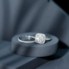 2 Carat Lab Grown Diamond Halo Wedding Ring Set with IGI Certificate Lab - ( E-VS1 ) - Rosec Jewels