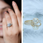 2 Carat Lab Grown Diamond Halo Wedding Ring Set with IGI Certificate Lab - ( E-VS1 ) - Rosec Jewels