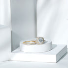 2 Carat Lab Grown Diamond Halo Wedding Ring Set with IGI Certificate Lab - ( E-VS1 ) - Rosec Jewels