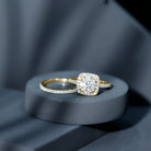 2 Carat Lab Grown Diamond Halo Wedding Ring Set with IGI Certificate Lab - ( E-VS1 ) - Rosec Jewels