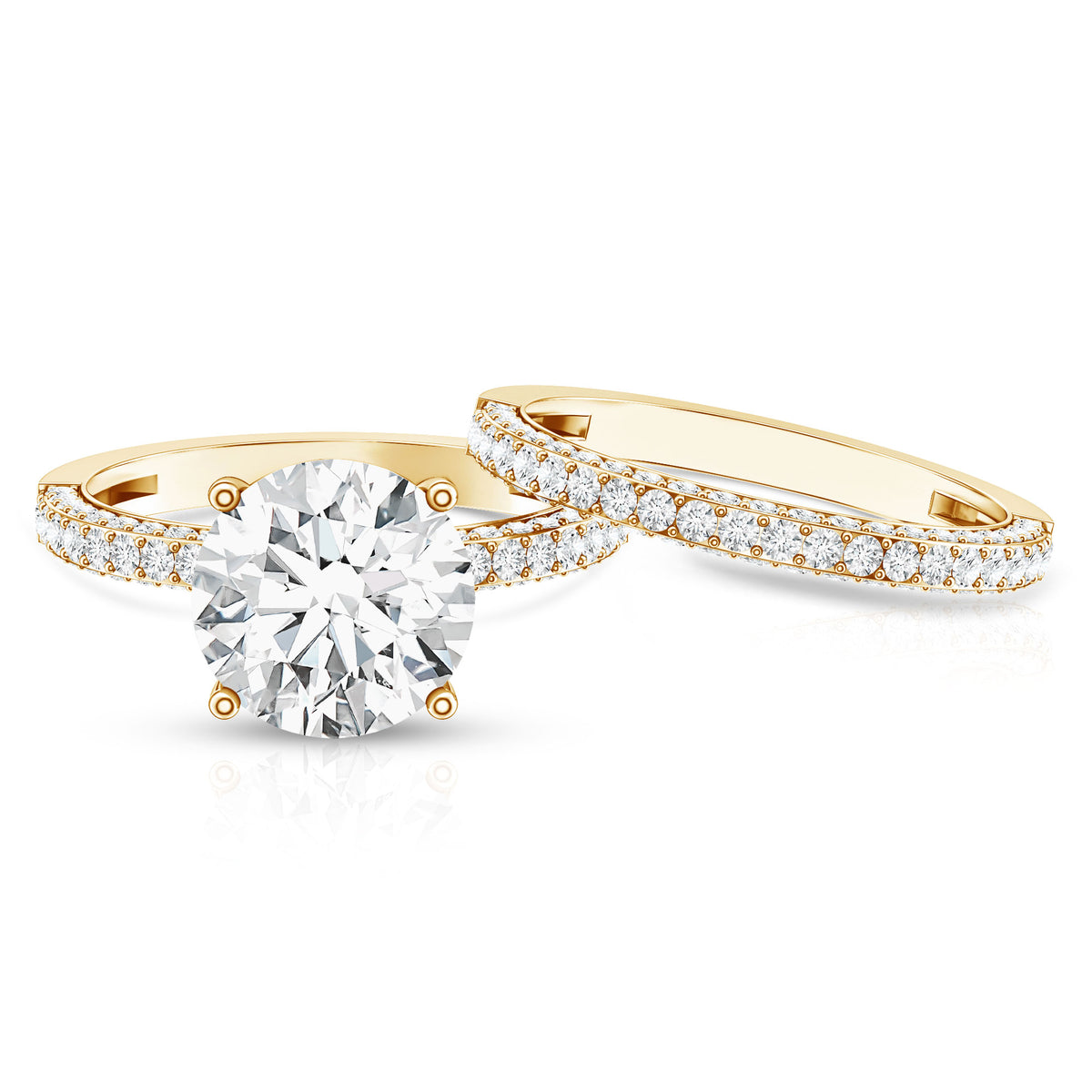4 Carat IGI Authenticated Lab Grown Diamond Wedding Ring Set for Women Lab - ( E-VS1 ) - Rosec Jewels