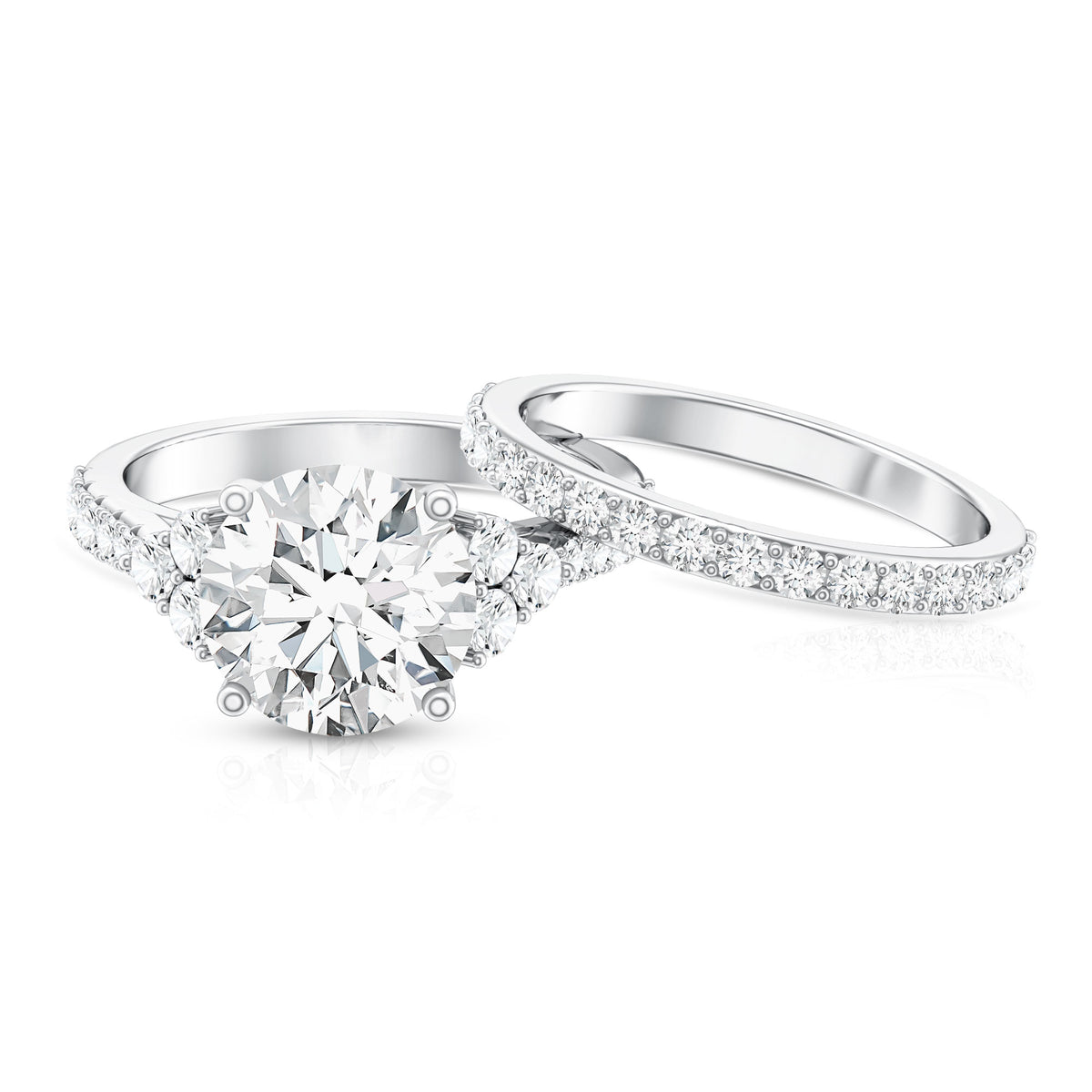 IGI Certified 4 Carat Lab Grown Diamond Engagement Ring with Enhancer Lab - ( E-VS1 ) - Rosec Jewels
