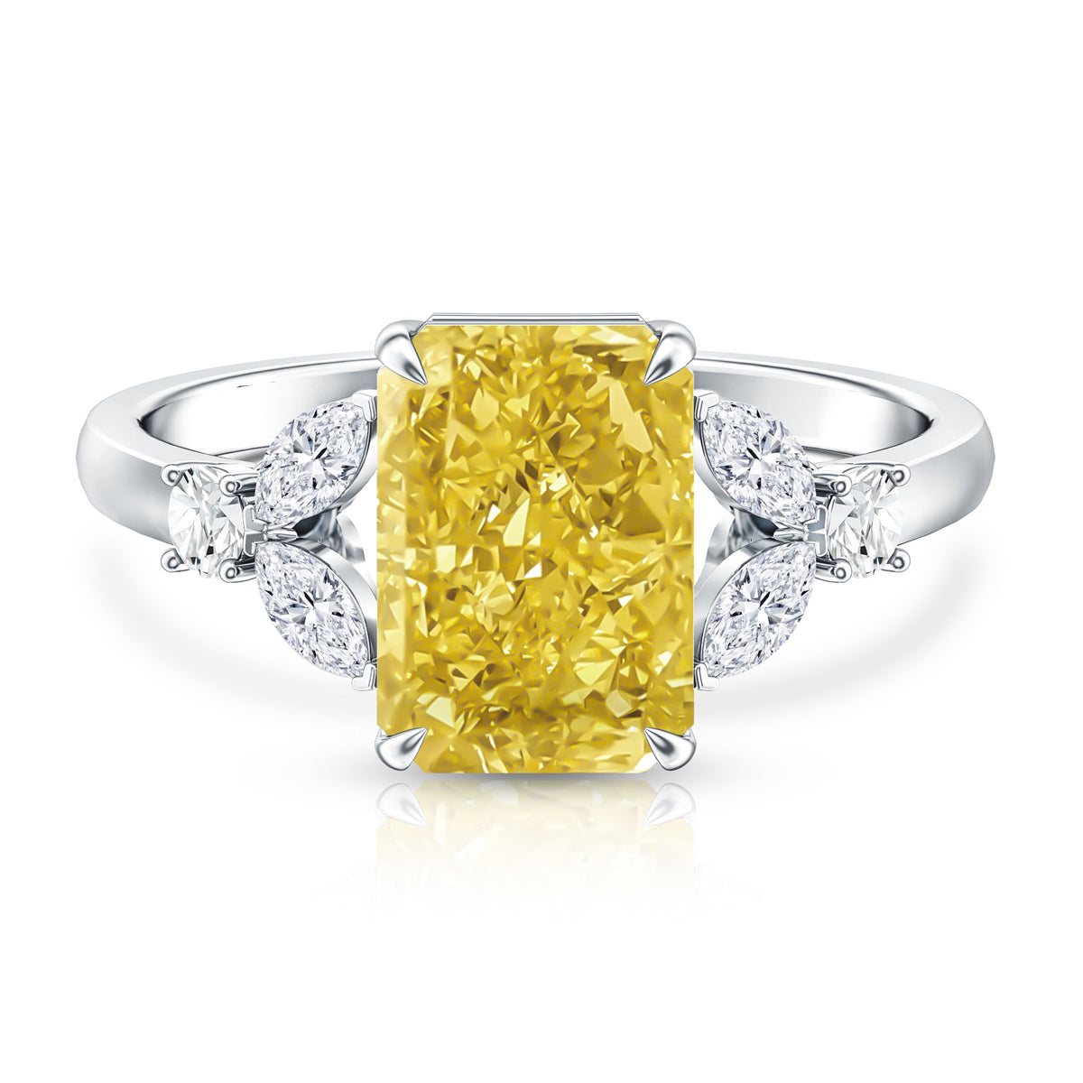 Rosec Jewels-3 Carat Radiant Cut Lab Yellow Diamond Designer Engagement Ring IGI Certified