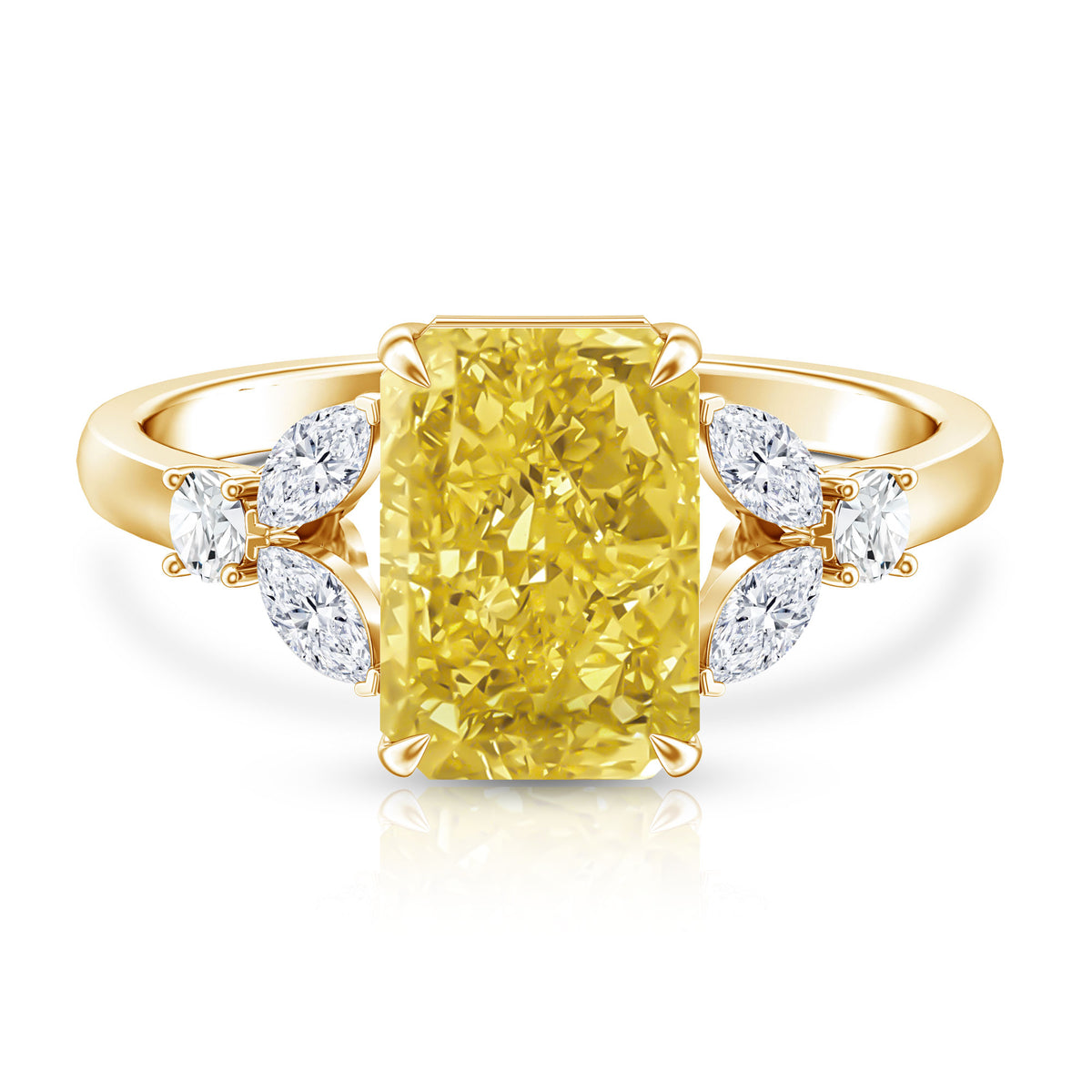Rosec Jewels-3 Carat Radiant Cut Lab Yellow Diamond Designer Engagement Ring IGI Certified