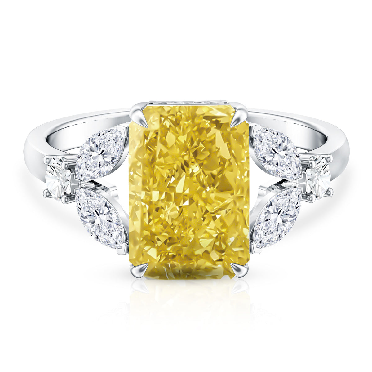 Rosec Jewels-IGI Verified Radiant Cut Lab Grown Yellow Diamond 4 Carat Engagement Ring