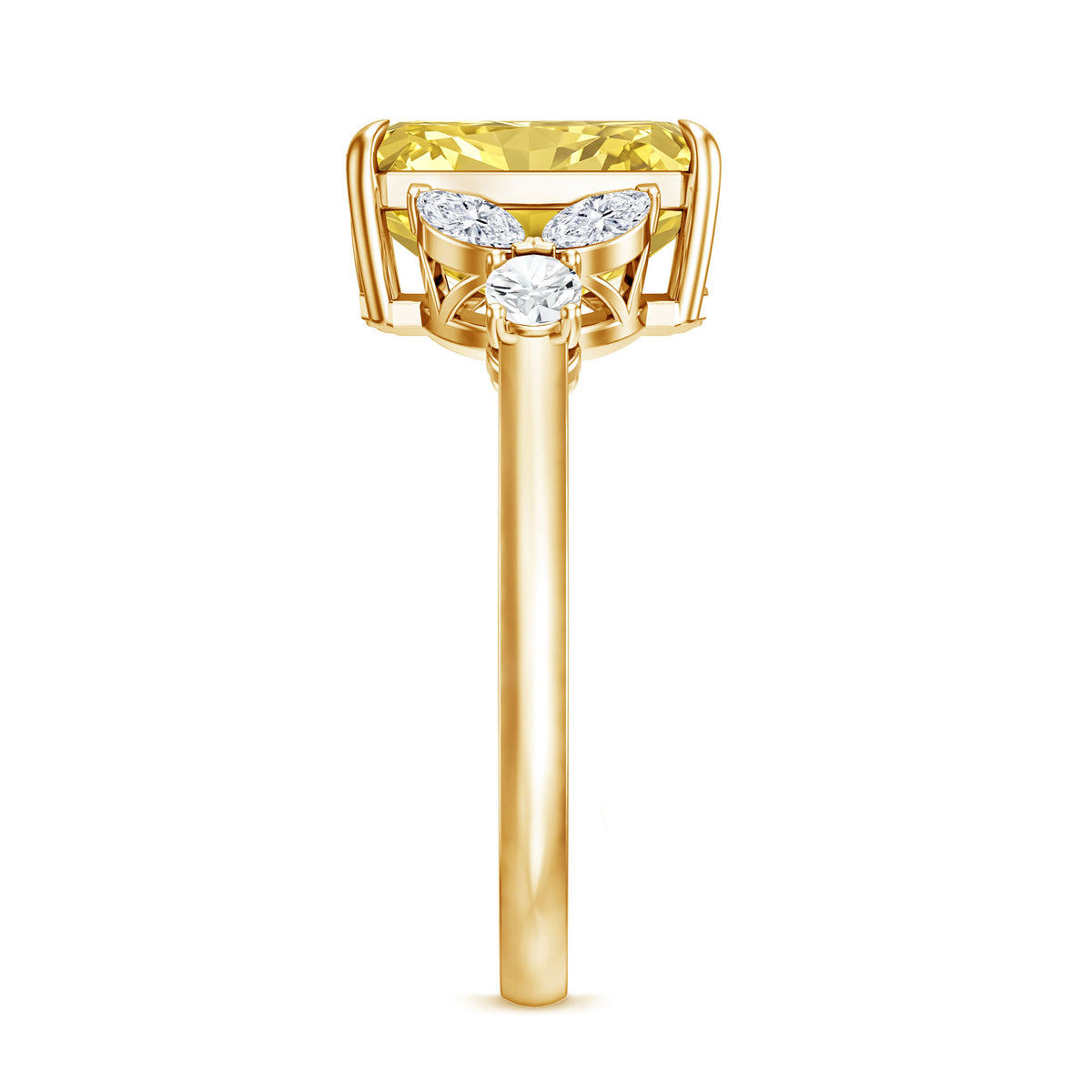 Rosec Jewels-IGI Verified Radiant Cut Lab Grown Yellow Diamond 4 Carat Engagement Ring