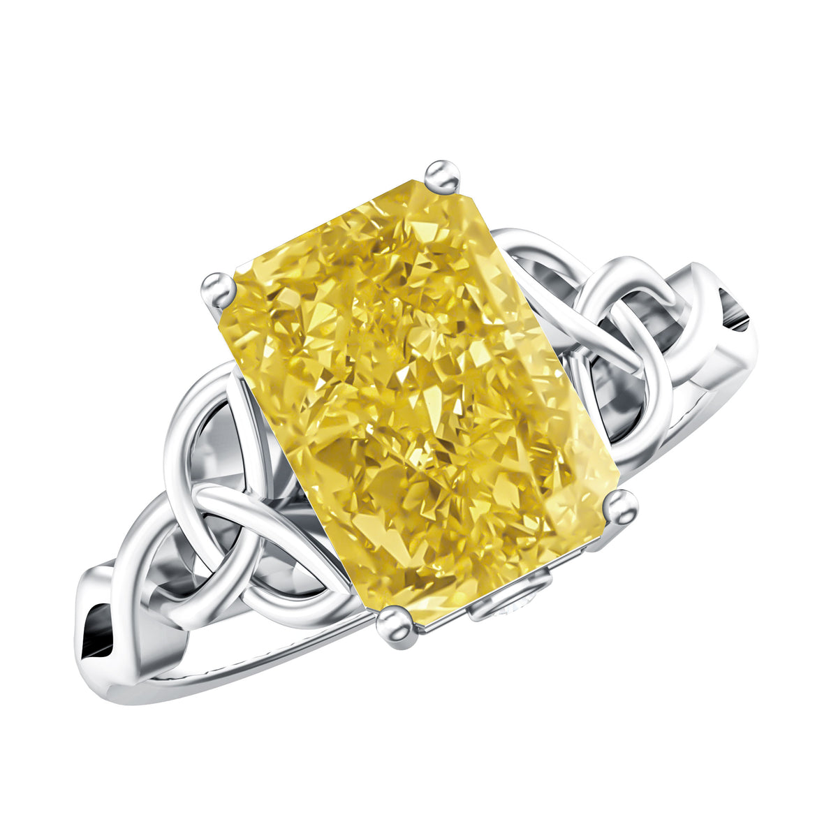Rosec Jewels-IGI Certified Celtic Design Engagement Ring with Radiant Cut 3 Carat Lab Grown Diamond