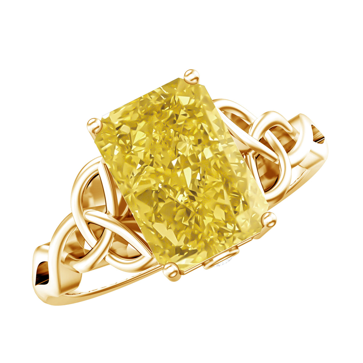 Rosec Jewels-IGI Certified Celtic Design Engagement Ring with Radiant Cut 3 Carat Lab Grown Diamond