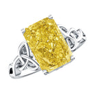 Rosec Jewels-4 Carat Radiant Cut Lab Yellow Diamond Celtic Knot Engagement Ring with IGI Certificate