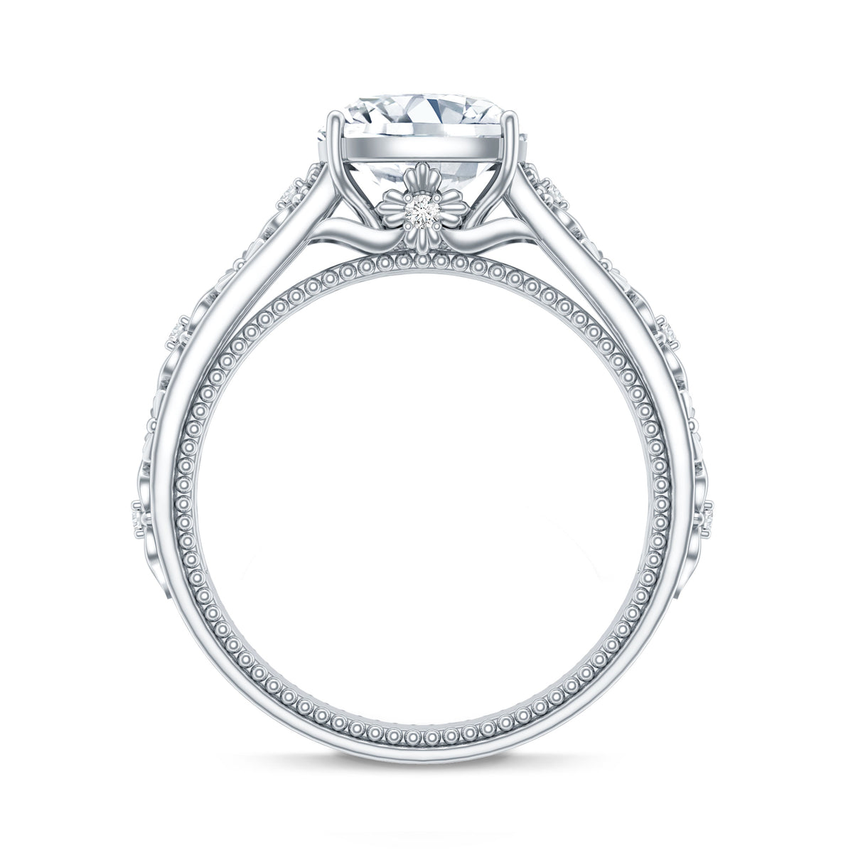 Rosec Jewels-3 Carat Cushion Cut Lab Grown Diamond Vintage Engagement Ring with IGI Certificate