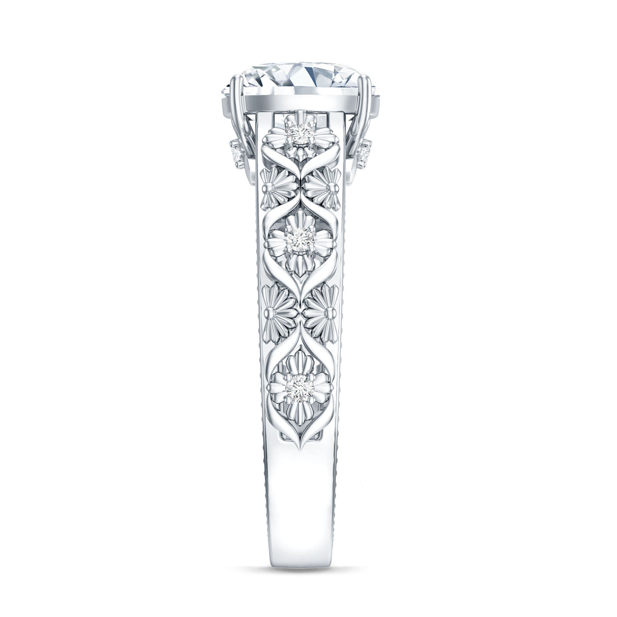 Rosec Jewels-3 Carat Cushion Cut Lab Grown Diamond Vintage Engagement Ring with IGI Certificate