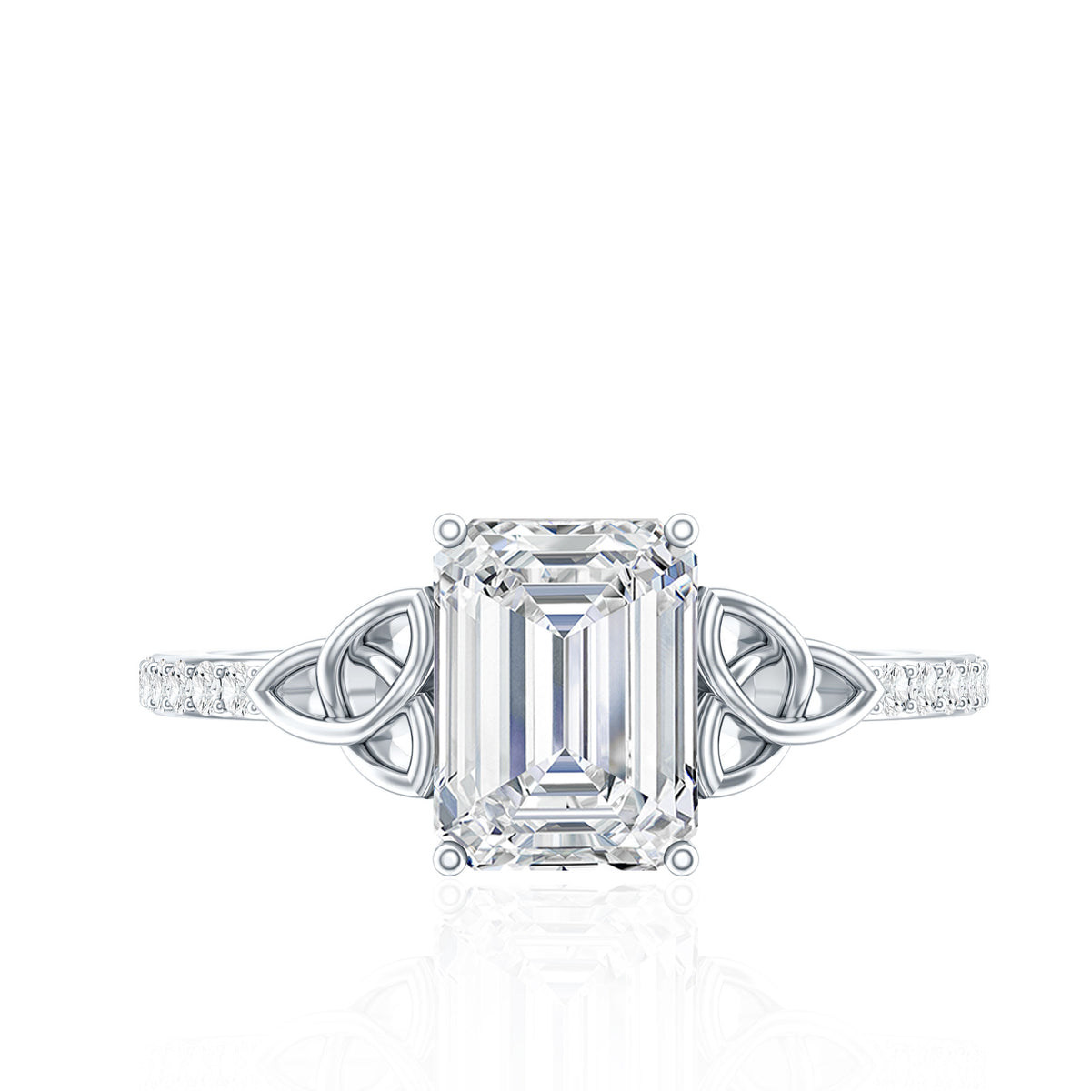 Rosec Jewels-Emerald Cut 2 Carat Lab Grown Diamond Celtic Engagement Ring IGI Certified