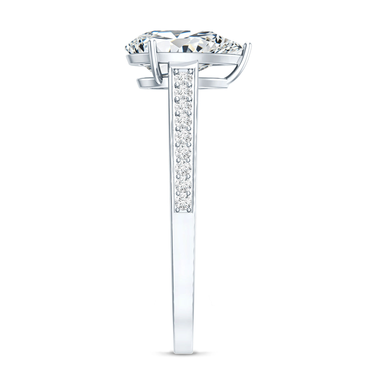 IGI Graded Lab Created 2 Carat Diamond Teardrop Engagement Ring with Side Stones Lab - ( E-VS1 ) - Rosec Jewels