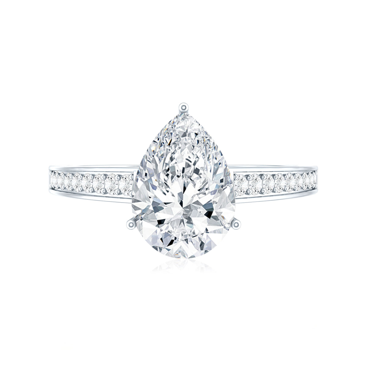 IGI Graded Lab Created 2 Carat Diamond Teardrop Engagement Ring with Side Stones Lab - ( E-VS1 ) - Rosec Jewels