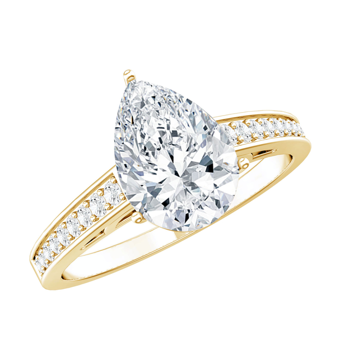 IGI Graded Lab Created 2 Carat Diamond Teardrop Engagement Ring with Side Stones Lab - ( E-VS1 ) - Rosec Jewels