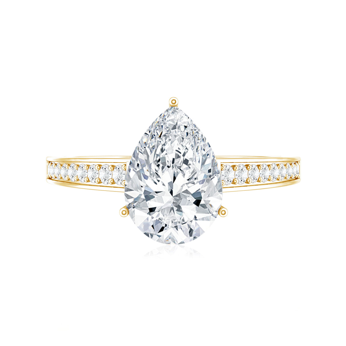 IGI Graded Lab Created 2 Carat Diamond Teardrop Engagement Ring with Side Stones Lab - ( E-VS1 ) - Rosec Jewels