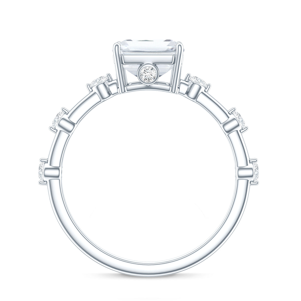 Lab Grown 3 Carat Diamond Emerald Cut Engagement Ring with IGI Certificate Lab - ( E-VS1 ) - Rosec Jewels