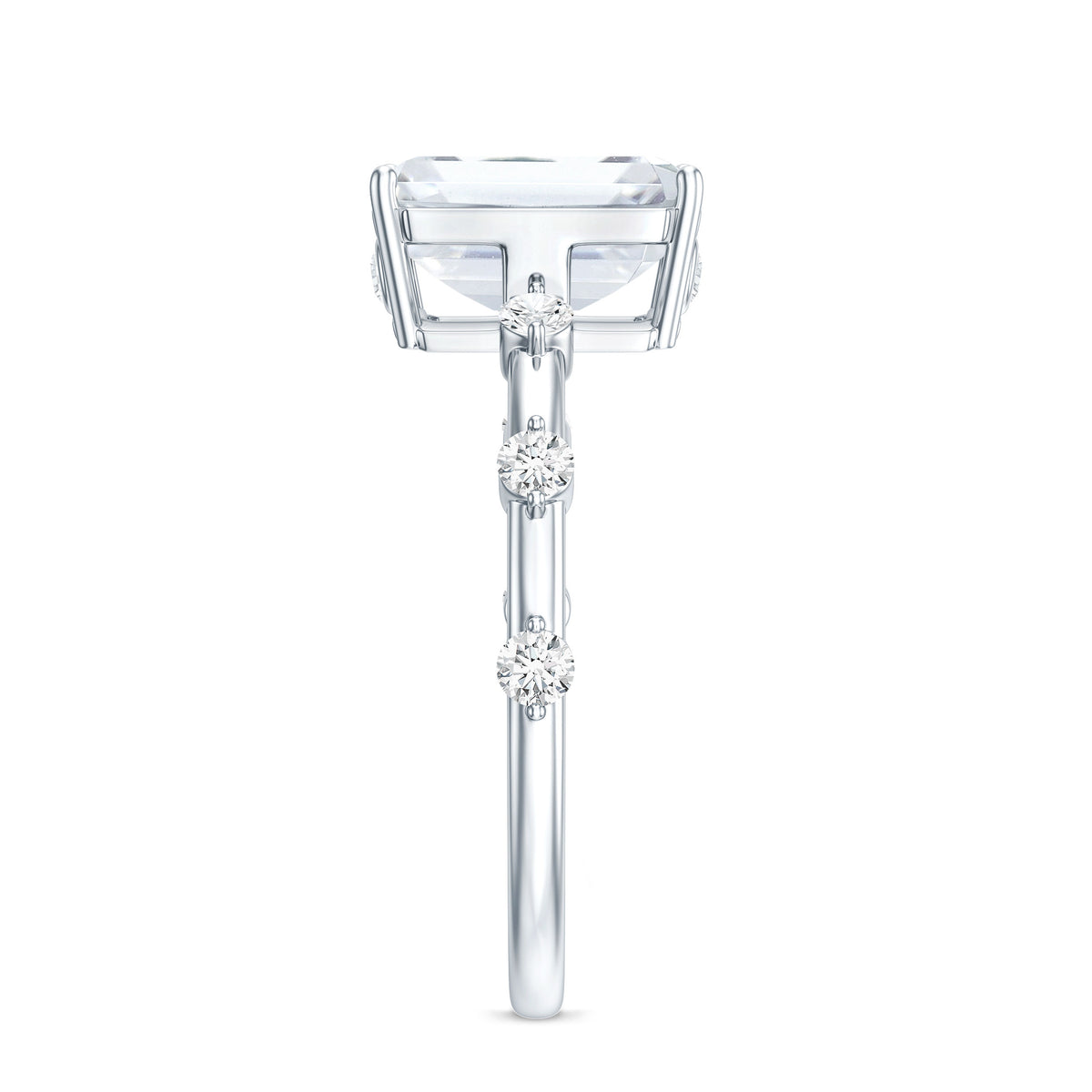 Lab Grown 3 Carat Diamond Emerald Cut Engagement Ring with IGI Certificate Lab - ( E-VS1 ) - Rosec Jewels