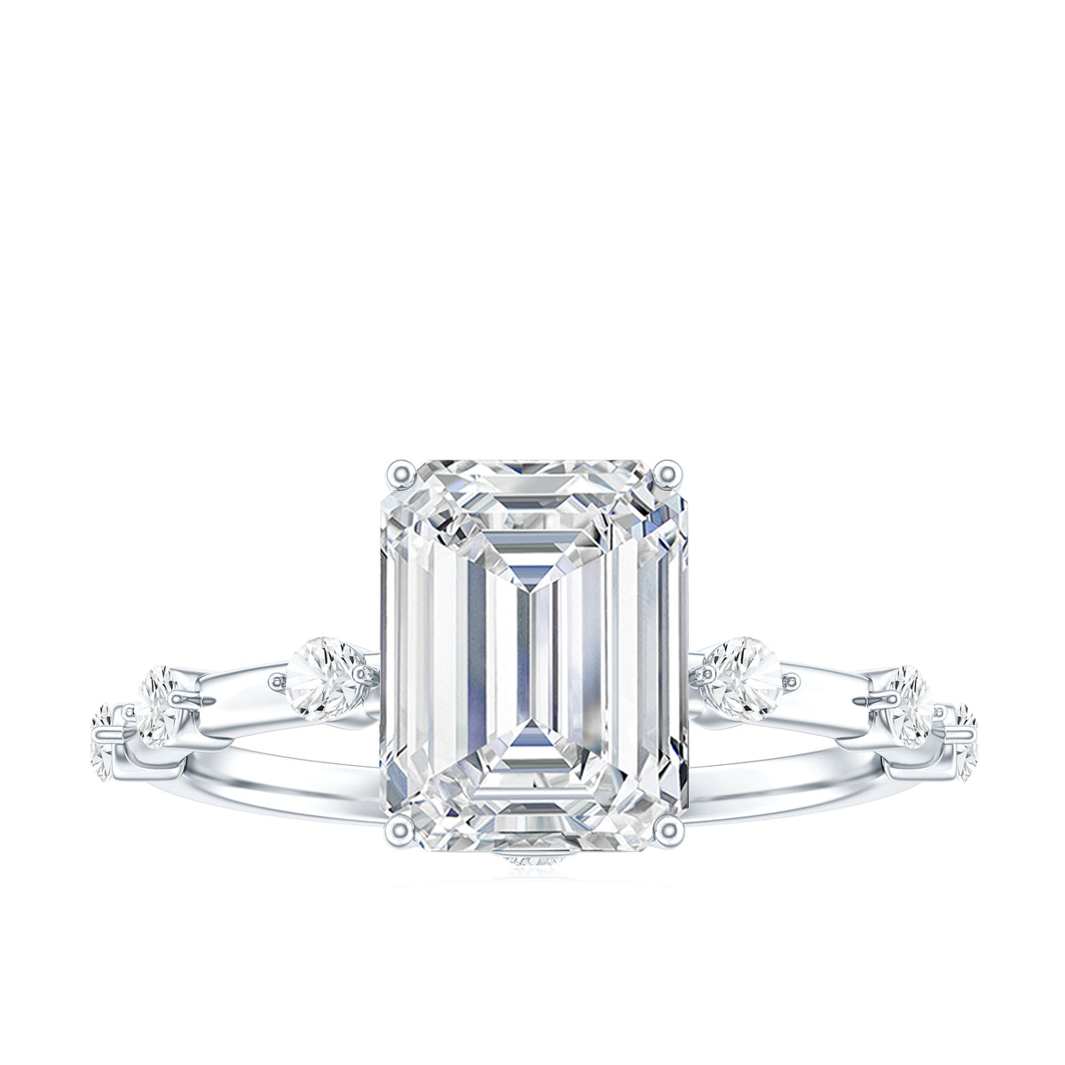 Lab Grown 3 Carat Diamond Emerald Cut Engagement Ring with IGI Certificate Lab - ( E-VS1 ) - Rosec Jewels