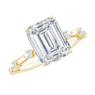 Lab Grown 3 Carat Diamond Emerald Cut Engagement Ring with IGI Certificate Lab - ( E-VS1 ) - Rosec Jewels