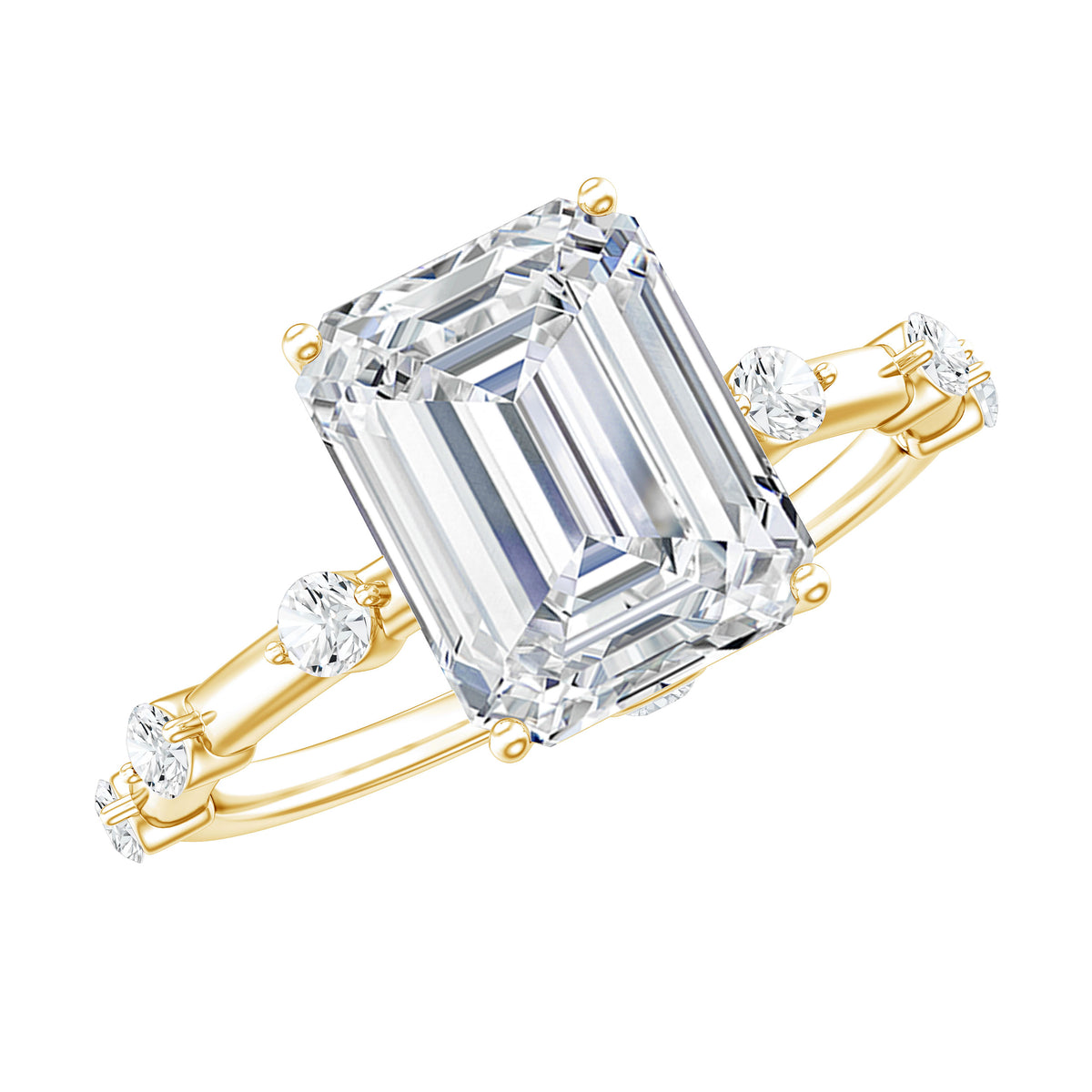 Lab Grown 3 Carat Diamond Emerald Cut Engagement Ring with IGI Certificate Lab - ( E-VS1 ) - Rosec Jewels