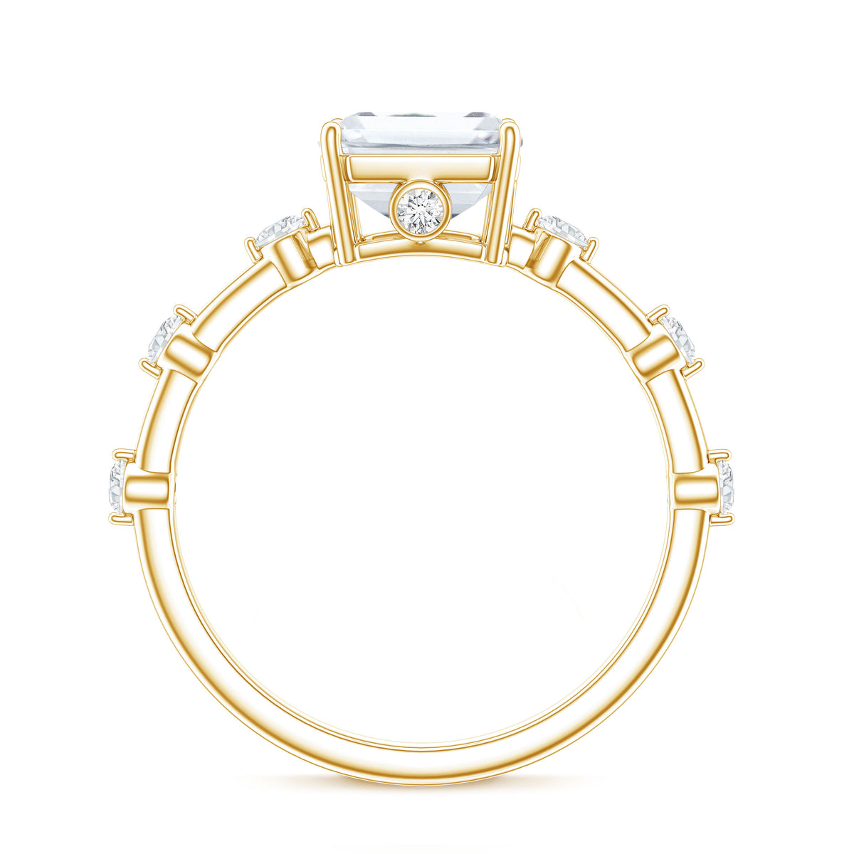 Lab Grown 3 Carat Diamond Emerald Cut Engagement Ring with IGI Certificate Lab - ( E-VS1 ) - Rosec Jewels