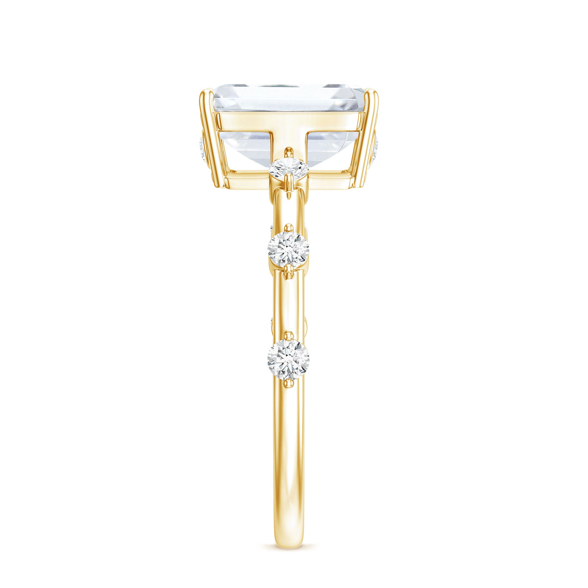Lab Grown 3 Carat Diamond Emerald Cut Engagement Ring with IGI Certificate Lab - ( E-VS1 ) - Rosec Jewels