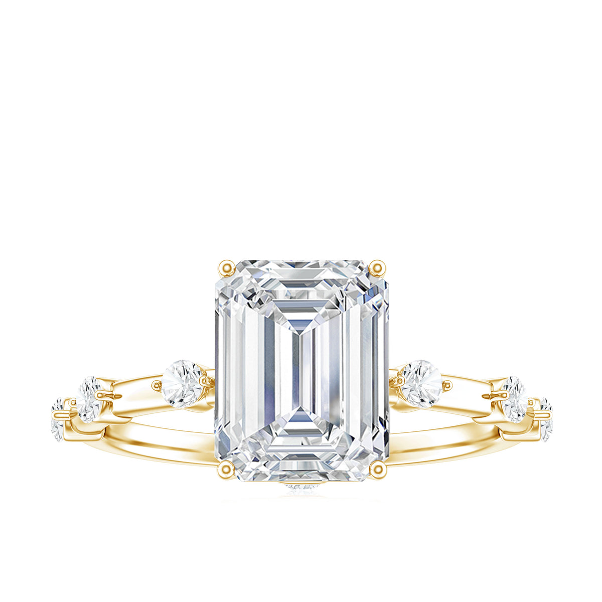 Lab Grown 3 Carat Diamond Emerald Cut Engagement Ring with IGI Certificate Lab - ( E-VS1 ) - Rosec Jewels