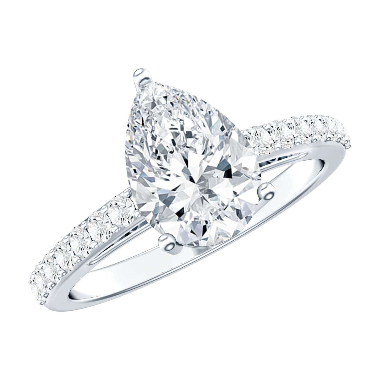 IGI Verified 2 Carat Lab Created Diamond Pear Engagement Ring for Women Lab - ( E-VS1 ) - Rosec Jewels