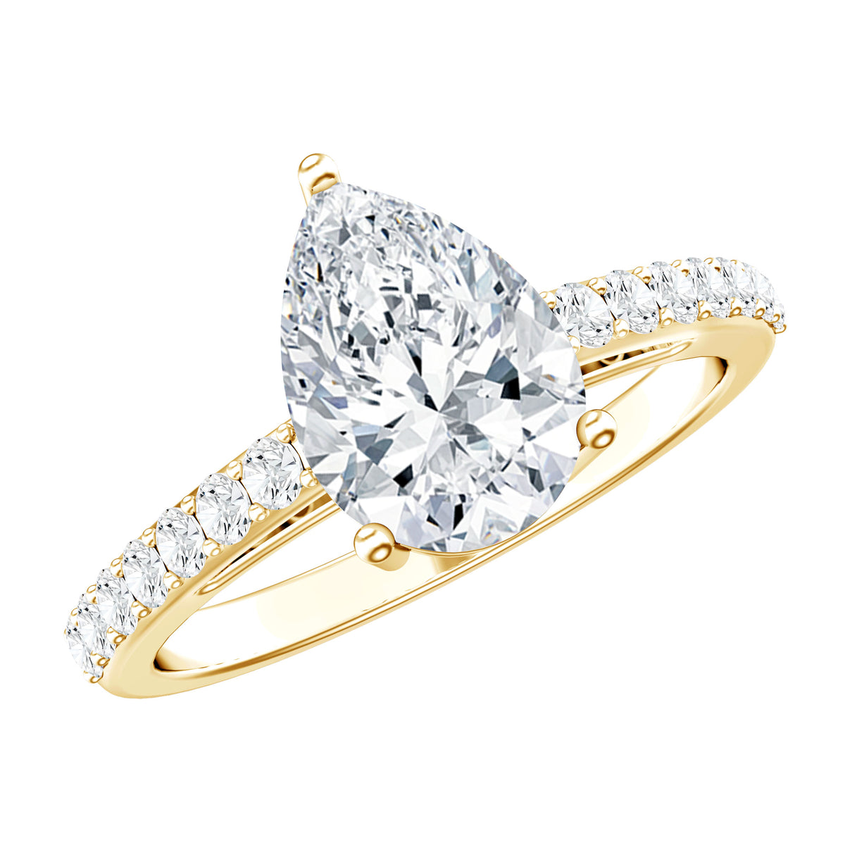 IGI Verified 2 Carat Lab Created Diamond Pear Engagement Ring for Women Lab - ( E-VS1 ) - Rosec Jewels