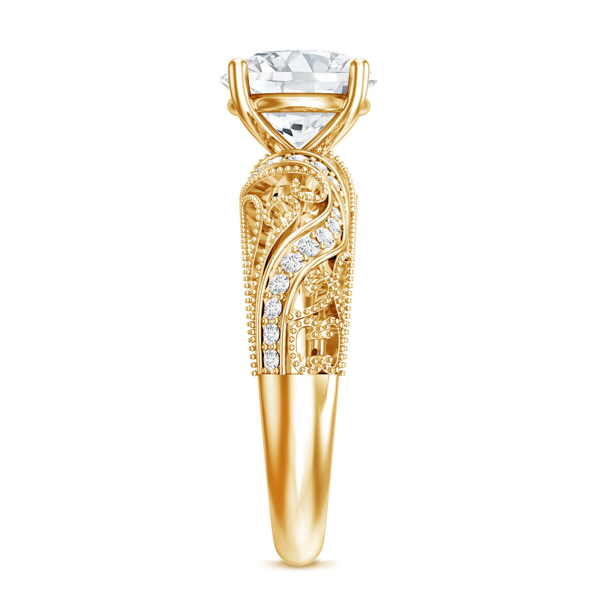 IGI Certified 2 Carat Lab Grown Diamond Vintage Looking Engagement Ring Lab - ( E-VS1 ) - Rosec Jewels
