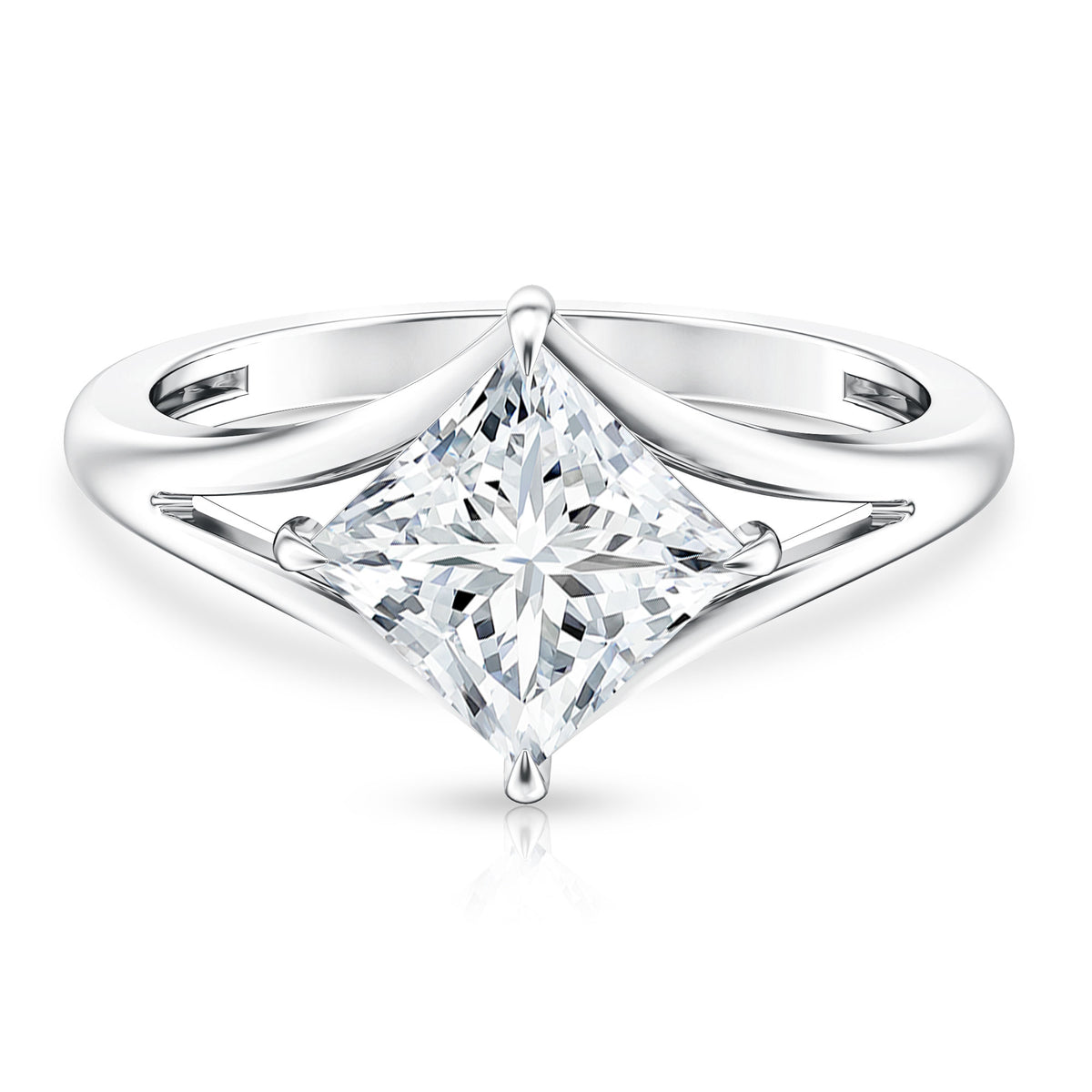 Solitaire Lab Grown 3 Carat Diamond Princess Cut Engagement Ring IGI Verified Lab - ( E-VS1 ) - Rosec Jewels