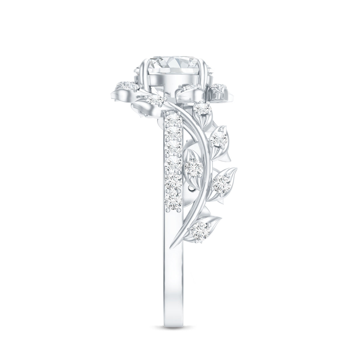 IGI Verified Nature Inspired Engagement Ring with 2 Carat Lab Grown Diamond Lab - ( E-VS1 ) - Rosec Jewels