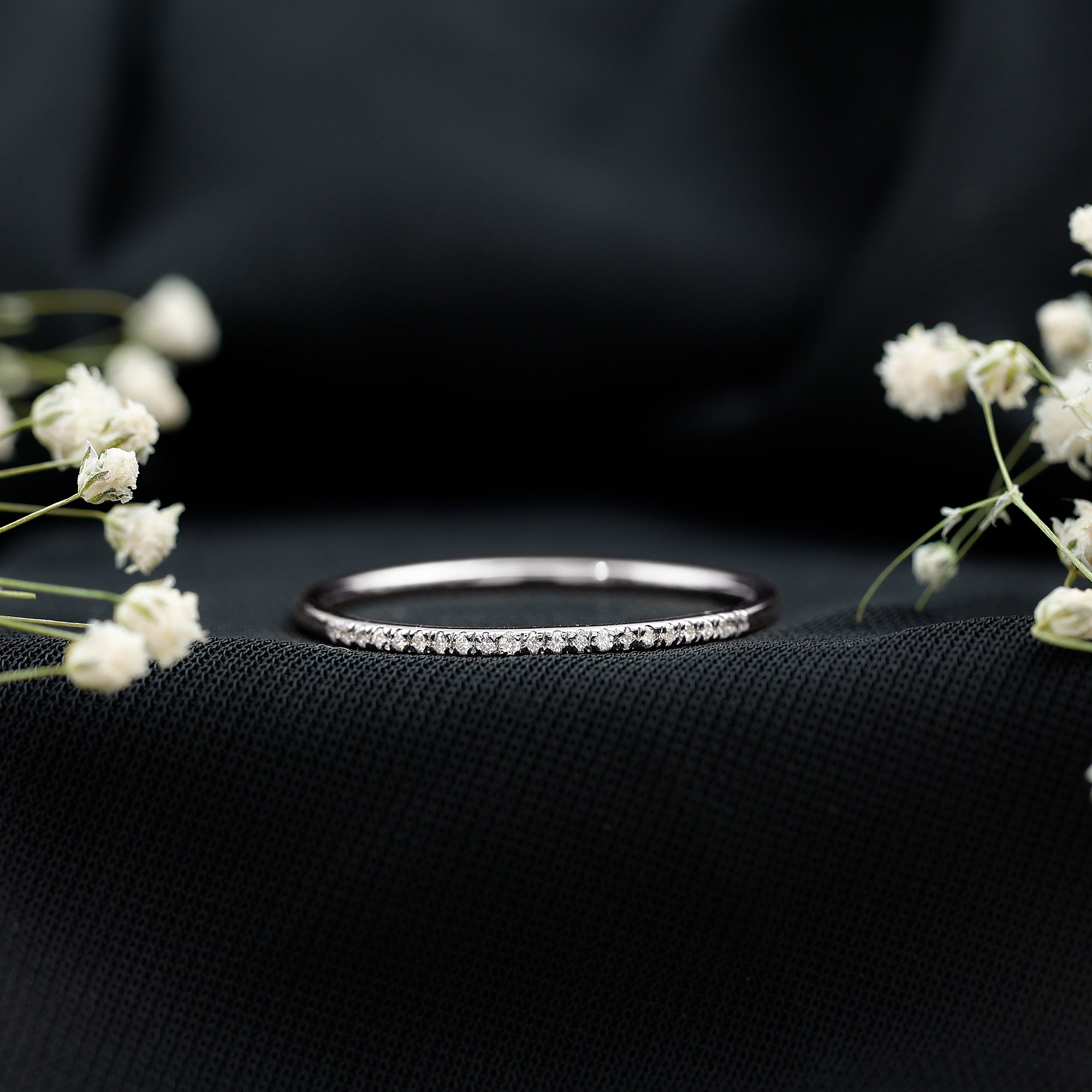 Certified Natural Diamond Stackable Wedding Ring Natural - ( HI-SI ) - Rosec Jewels