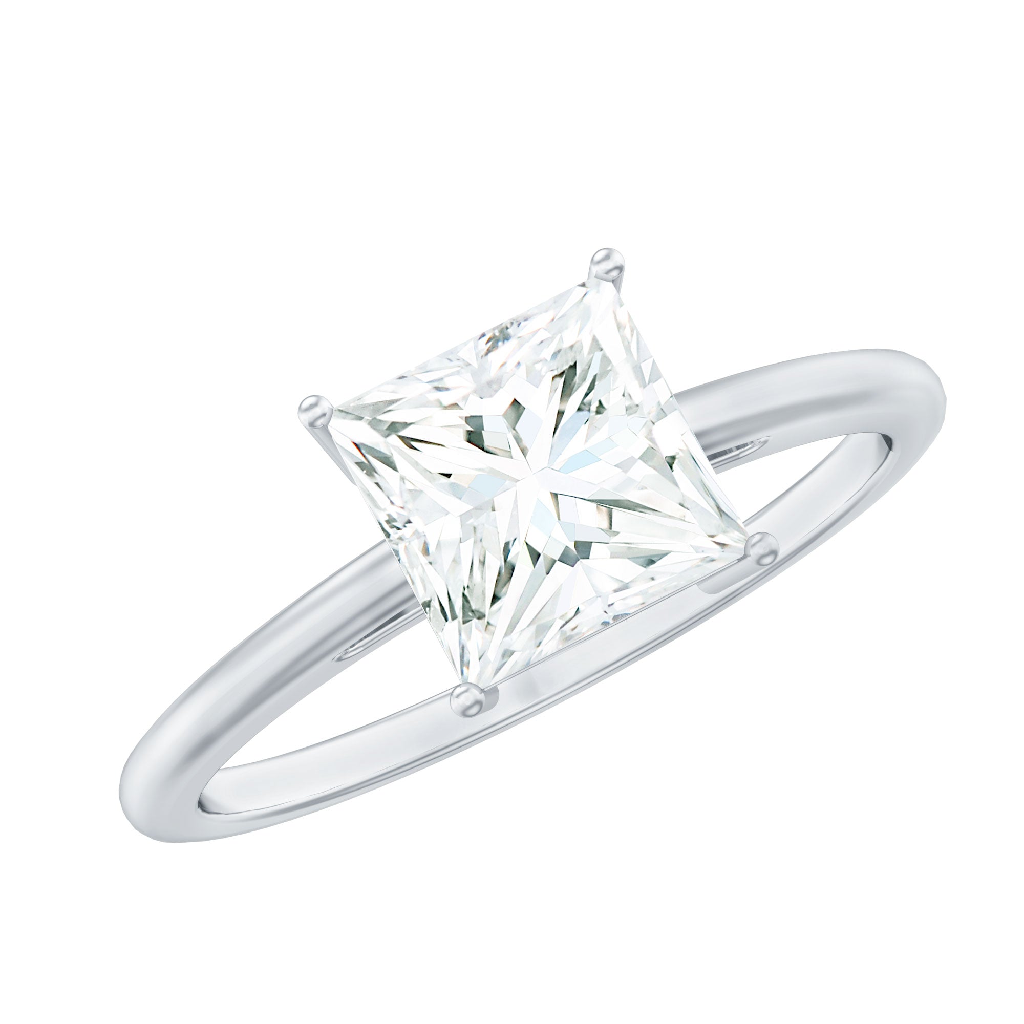 Rosec Jewels-3 Carat Princess Cut Moissanite Solitaire Engagement Ring