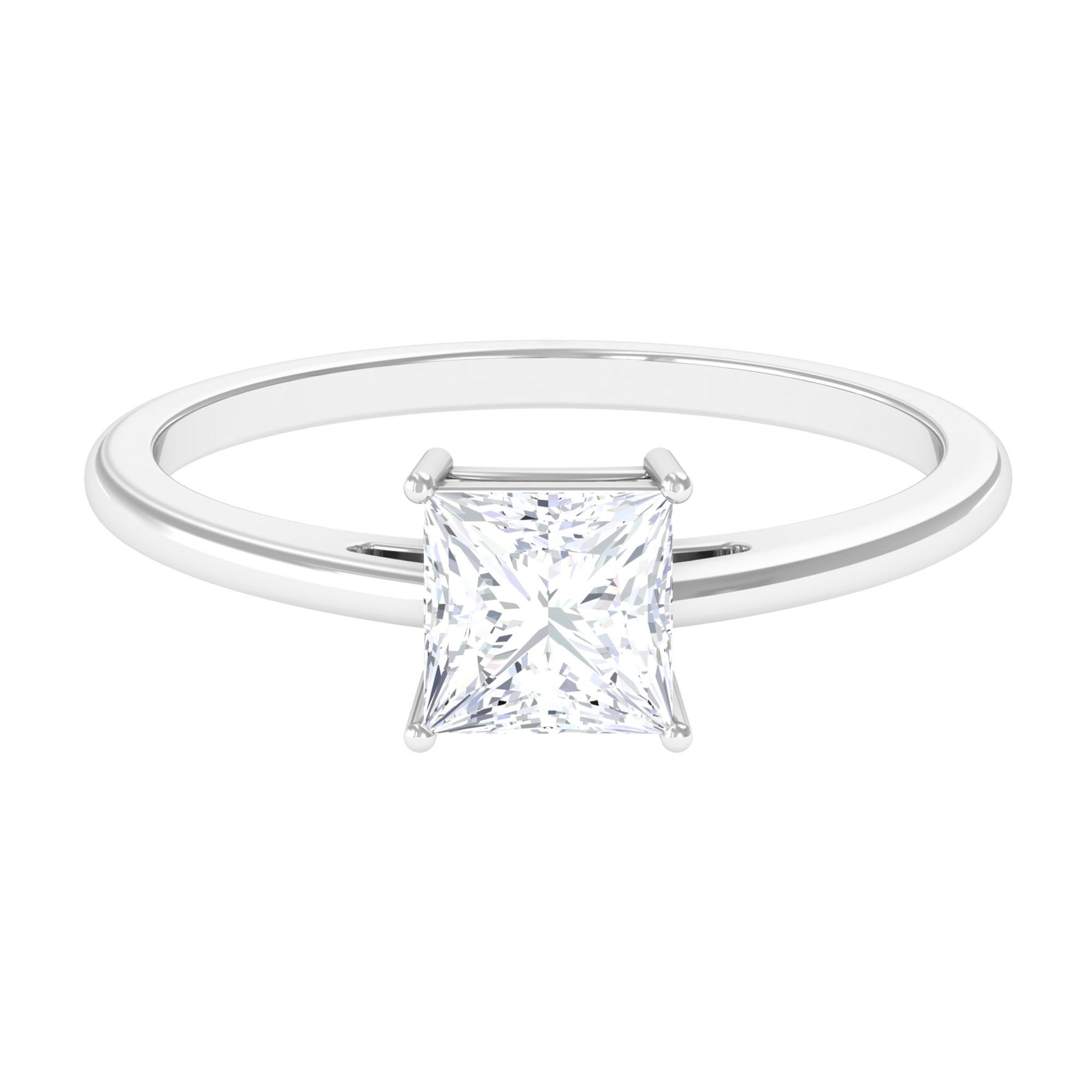 1.25 CT Princess Cut Moissanite Solitaire Ring in Gold Moissanite - ( D-VS1 ) - Color and Clarity - Rosec Jewels