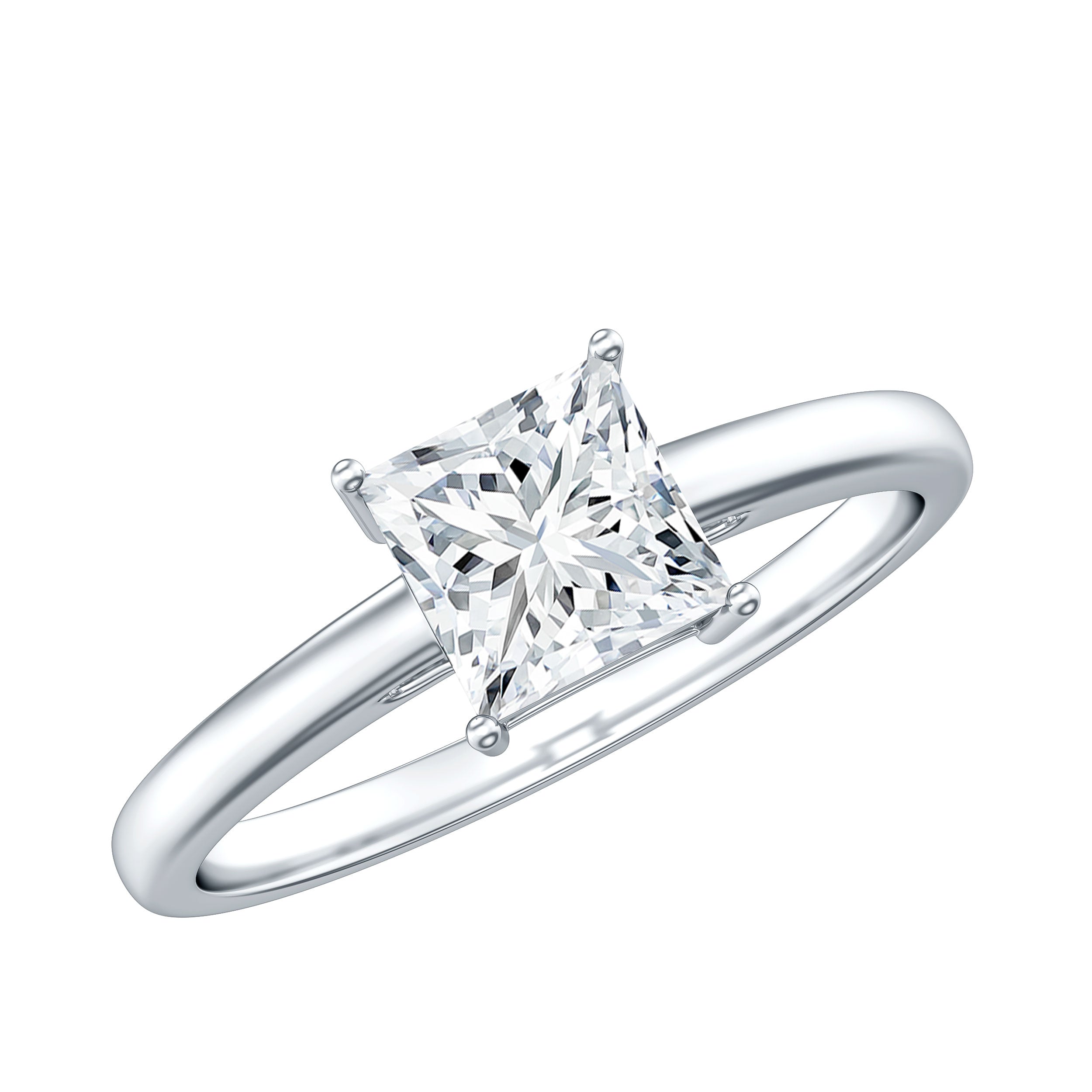 1 CT Princess Cut Moissanite Solitaire Ring for Women D-VS1 - Rosec Jewels